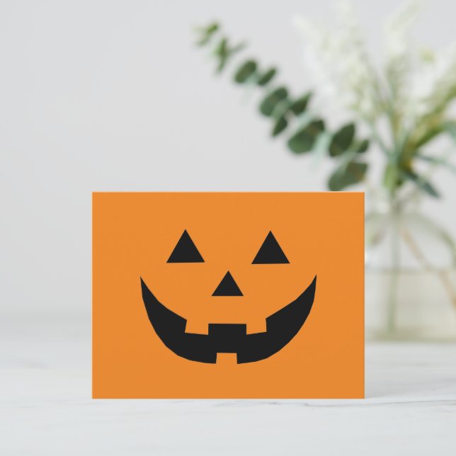 Postal Festiva Naranja lindo jack o lantern divertido Halloween (Anverso de pie)