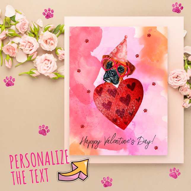 Postal Festiva Naranja rosa Boxer El día de San Valentín perro de (Subido por el creador)