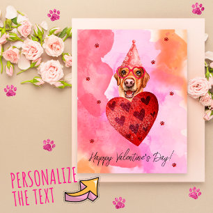 Postal Festiva Naranja rosa Labrador El día de San Valentín perro