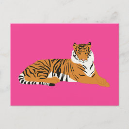 Postal Festiva Naranja rosado Jungla Safari Tiger Animal