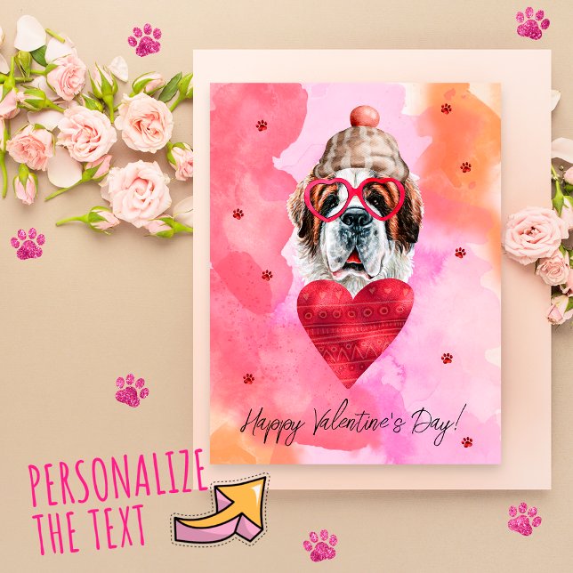 Postal Festiva Naranja rosado San Bernardo El día de San Valentín (Subido por el creador)