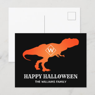 Postal Festiva Naranja T Rex Happy Halloween Cústome