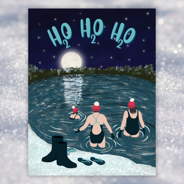 Postal Festiva Natación en agua abierta en un lago con Navidades  (Subido por el creador)