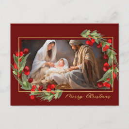 Postal Festiva Natividad acuarela Gloria a Dios
