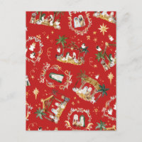 Natividad Acuarela Navideña Cristiana Rojo