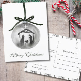 Postal Festiva Natividad acuarela Ornamento navideño