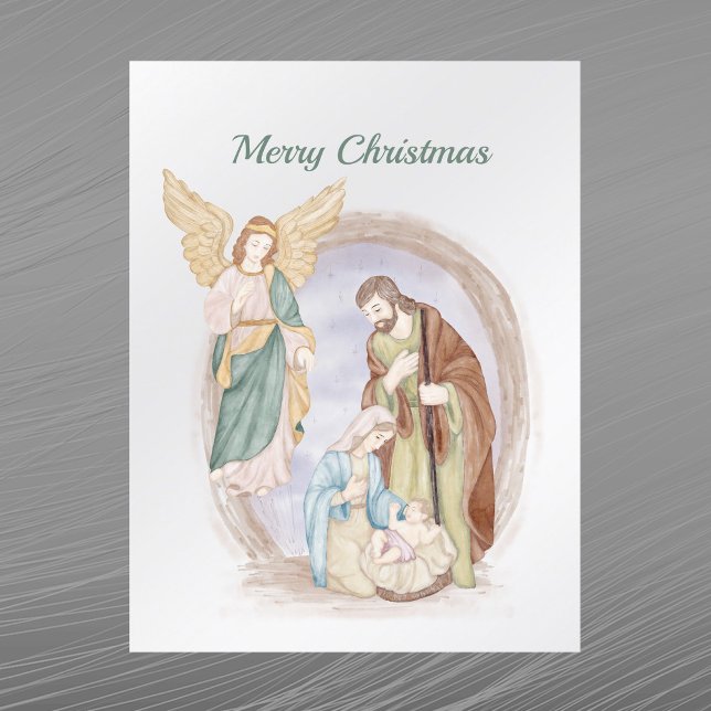 Postal Festiva Natividad Angel Watercolor (Subido por el creador)