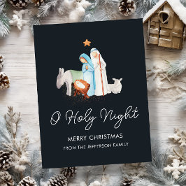 Postal Festiva Natividad azul Navidades religiosos