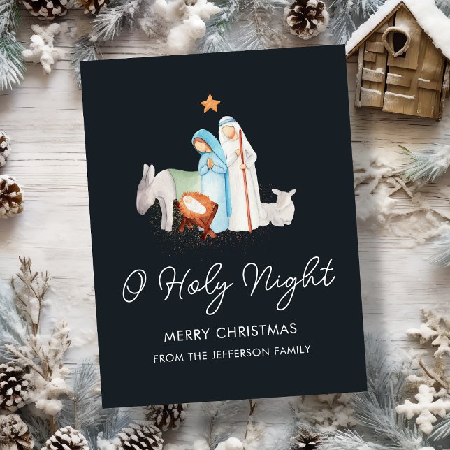 Postal Festiva Natividad azul Navidades religiosos (Subido por el creador)