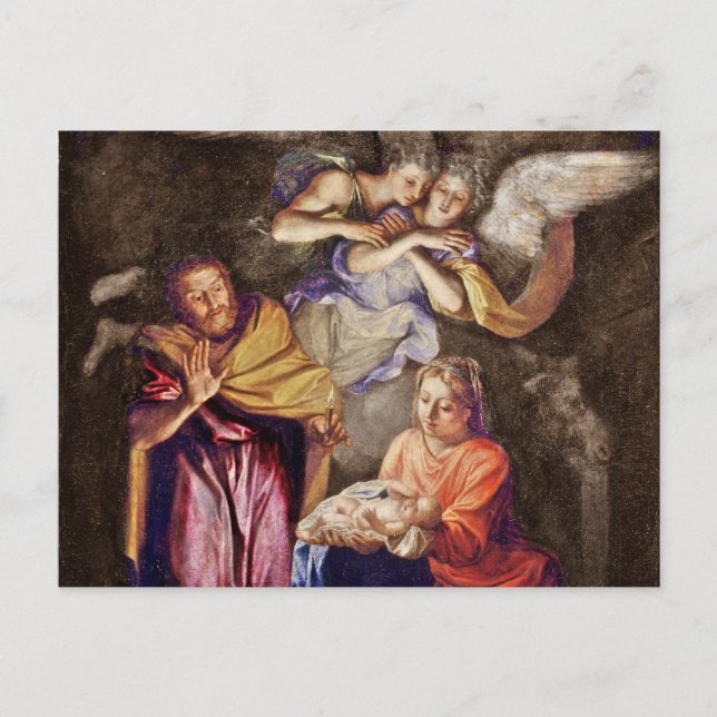 Postal Festiva Natividad de Noel Coypel (Anverso)