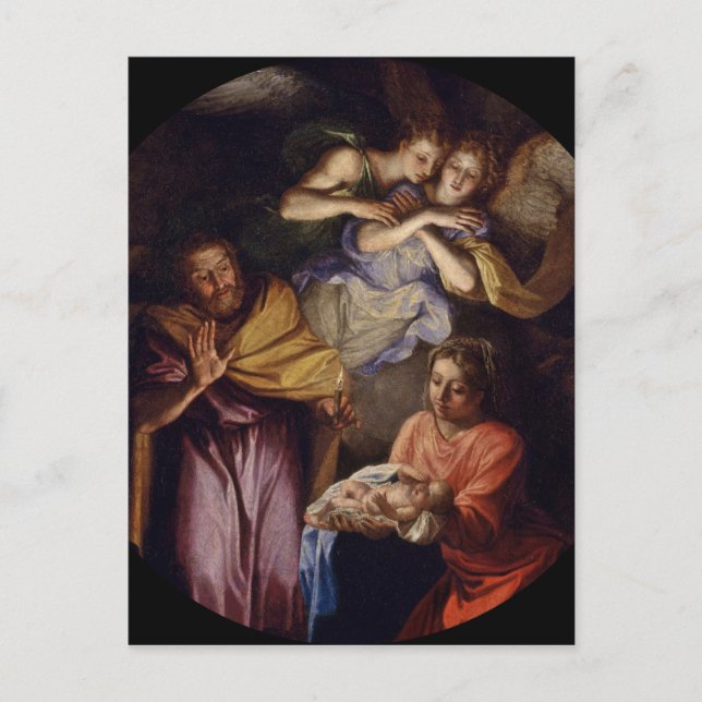 Postal Festiva Natividad de Noel Coypel (Anverso)