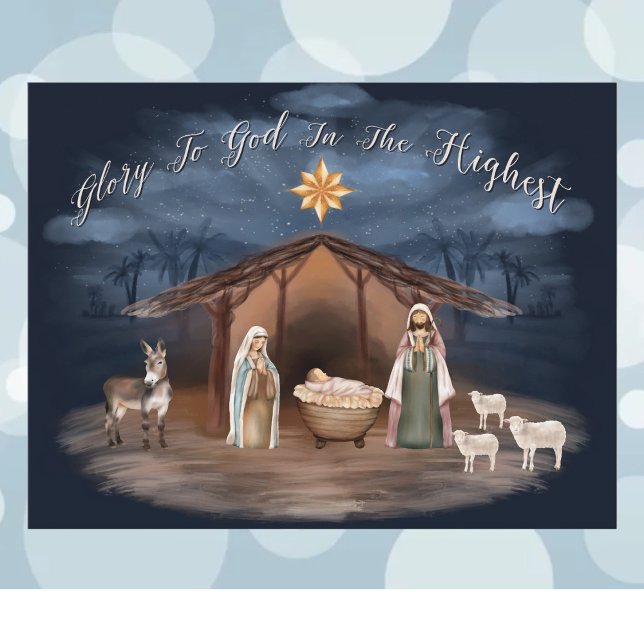 Postal Festiva Natividad Gloria A Dios Navidades Cristianos (Christmas Nativity Holiday Postcards. Celebrate the birth of Jesus our Savior.)
