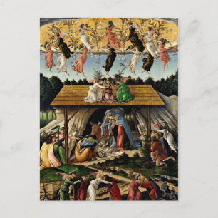 Postal Festiva Natividad Mística de Botticelli