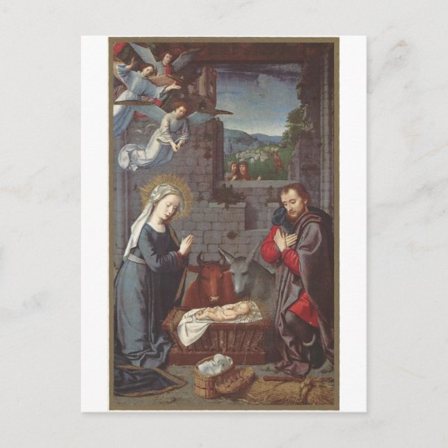 Postal Festiva Natividad navideña vintage (Anverso)