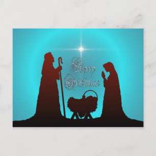 Postal Festiva NATIVIDAD SILHOUETTE, MERRY & STAR de SHARON SHARP