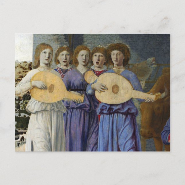 Postal Festiva NATIVITY,CHRISTMAS ANGELS by PIERO DELLA FRANCESCA (Anverso)