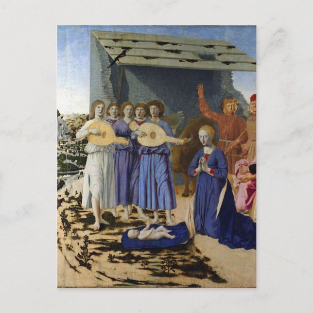 Postal Festiva NATIVITY Old Irish Christmas Blessing Parchment  (Anverso)