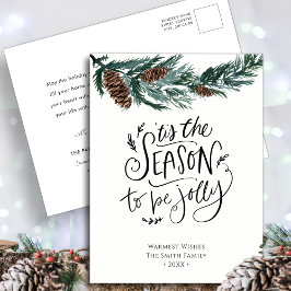 Postal Festiva Naturaleza del invierno| Navidades del cono de col