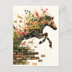 Postal Festiva Naturaleza Salto de Caballos Botánicos Florales
