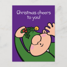 Naughty Elves Mistletoe Navidades Postcard