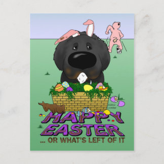 Postal Festiva Naughty Newfie Feliz Pascua