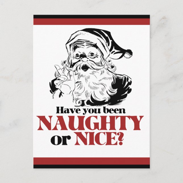 Postal Festiva Naughty o Nice Santa (Anverso)