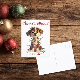 Postal Festiva Naughty Puppy Navidades Coordinador de Caos