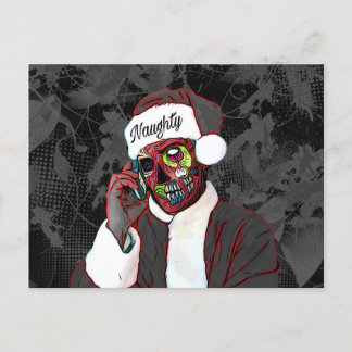 Postal Festiva Naughty Zombie Navidades Postcard