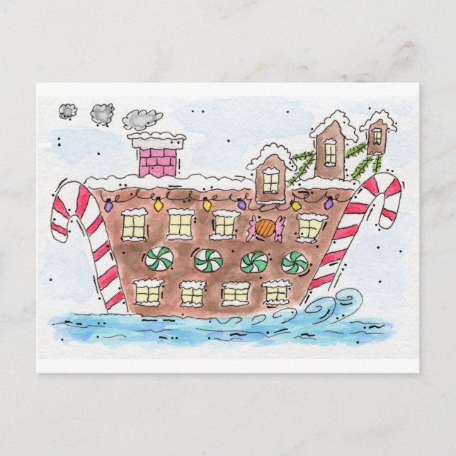 Postal Festiva "Navidad del barco de Santa" (Anverso)