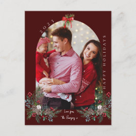 Postal Festiva Navidades 1 arco fotográfico acuarela floral botán