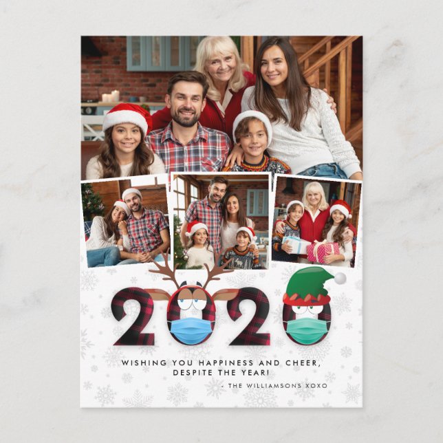 Postal Festiva Navidades 2020 | Máscaras divertidas y colocadas 4 (Anverso)