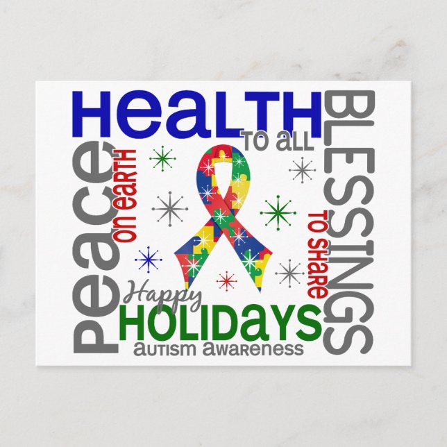 Postal Festiva Navidades 4 Autismo Copos de Nieve (Anverso)