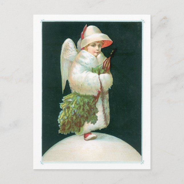 Postal Festiva Navidades a la antigua, Ángel (Anverso)