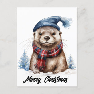 Postal Festiva Navidades Adorables Otter