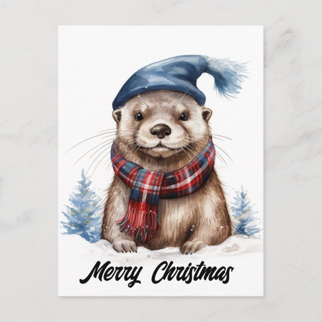 Postal Festiva Navidades Adorables Otter (Anverso)
