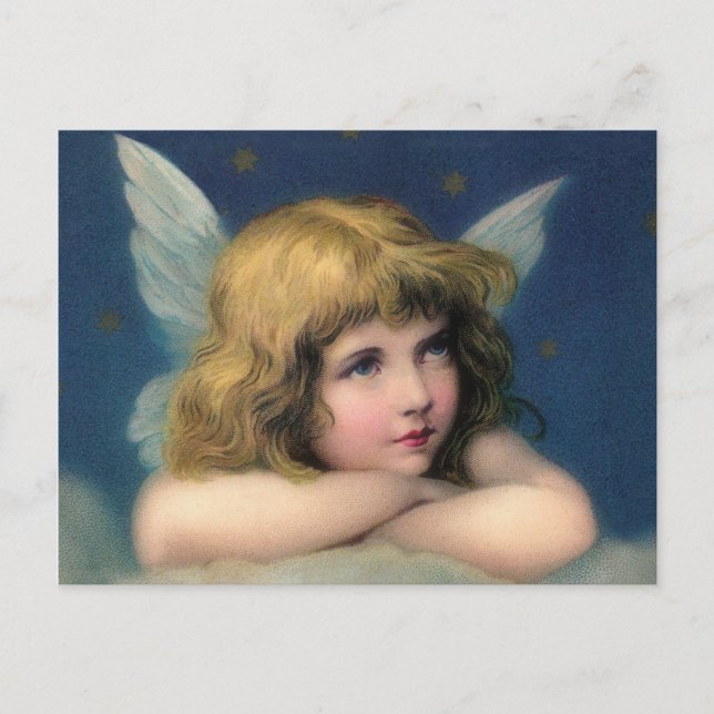 Postal Festiva Navidades Adorables Vintage Angel (Anverso)