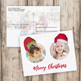 Postal Festiva Navidades adoran a Santa Elf Funny Whimsical 3 Fot