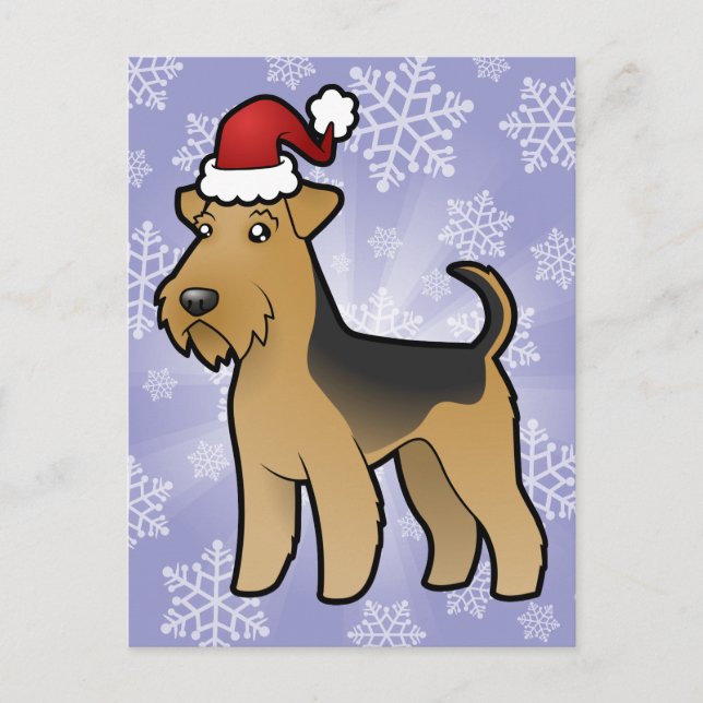 Postal Festiva Navidades Airedale Terrier / Welsh Terrier (Anverso)