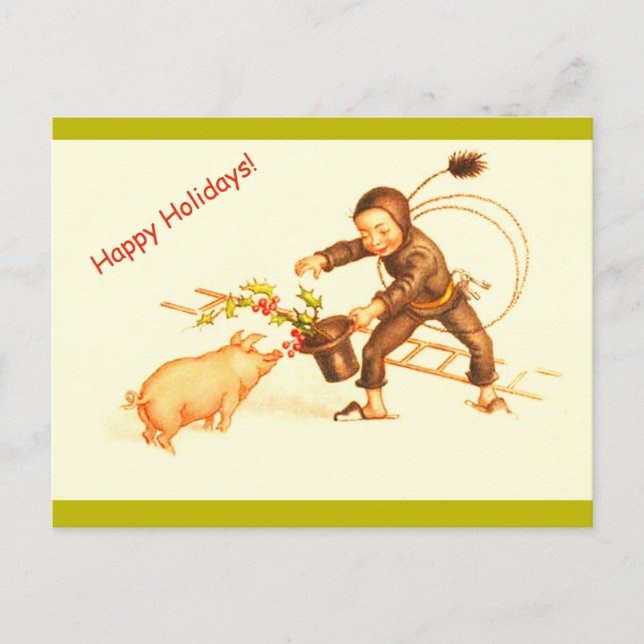 Postal Festiva Navidades alemanes de la época de la cosecha y cop (Anverso)