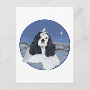 Postal Festiva Navidades americanos de Cocker Spaniel