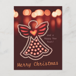 Postal Festiva Navidades ángel Perlas y velas CC0048