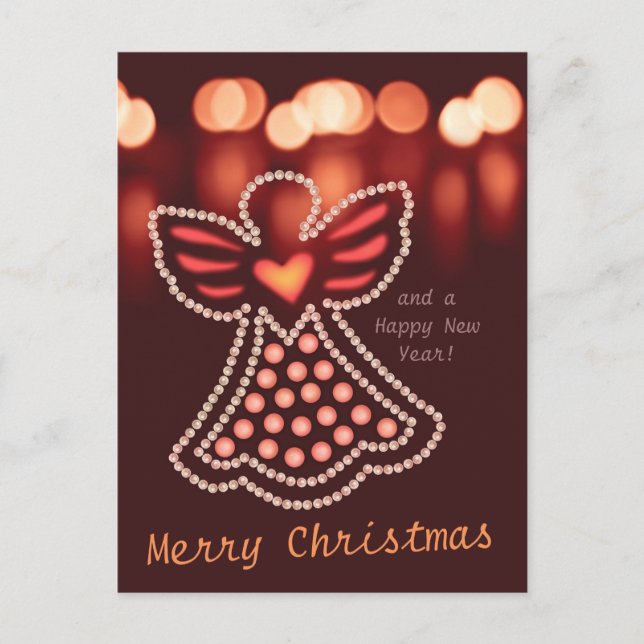 Postal Festiva Navidades ángel Perlas y velas CC0048 (Anverso)