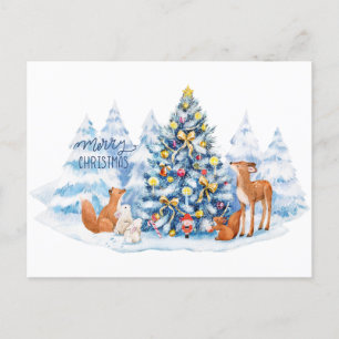 Postal Festiva Navidades Animales forestales y de bosques