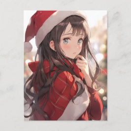 Postal Festiva Navidades Anime Chica