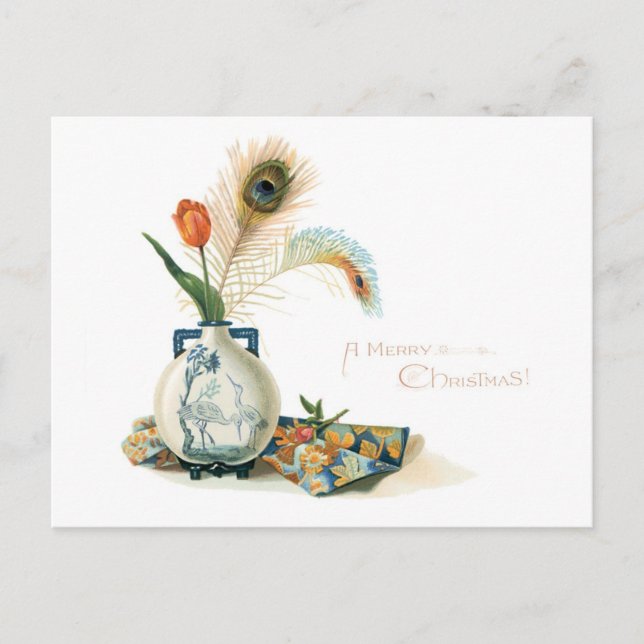 Postal Festiva Navidades anticuados de estilo oriental (Anverso)