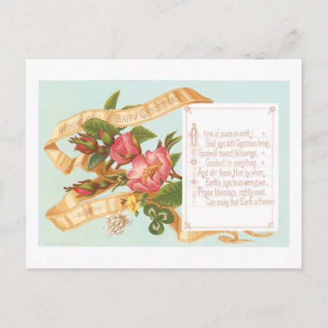 Postal Festiva Navidades anticuados, flor (Anverso)