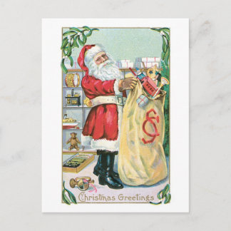 Postal Festiva Navidades anticuados, Santa