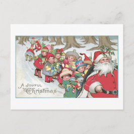 Postal Festiva Navidades anticuados, Santa con niños
