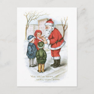 Postal Festiva Navidades anticuados, Santa con niños