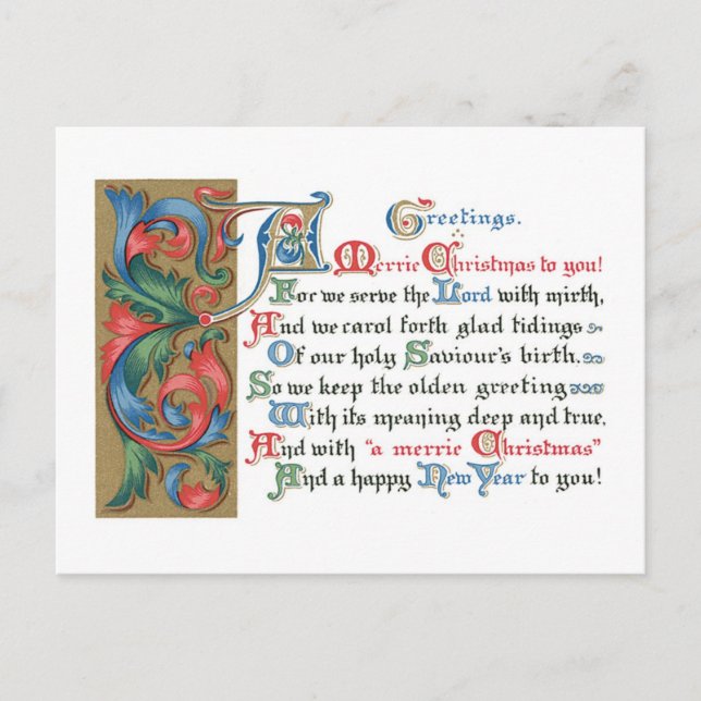 Postal Festiva Navidades anticuados, tipo antiguo (Anverso)